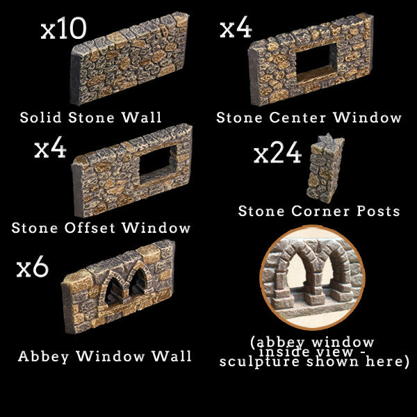 Stone Wall & Post Add-On Pack - Painted